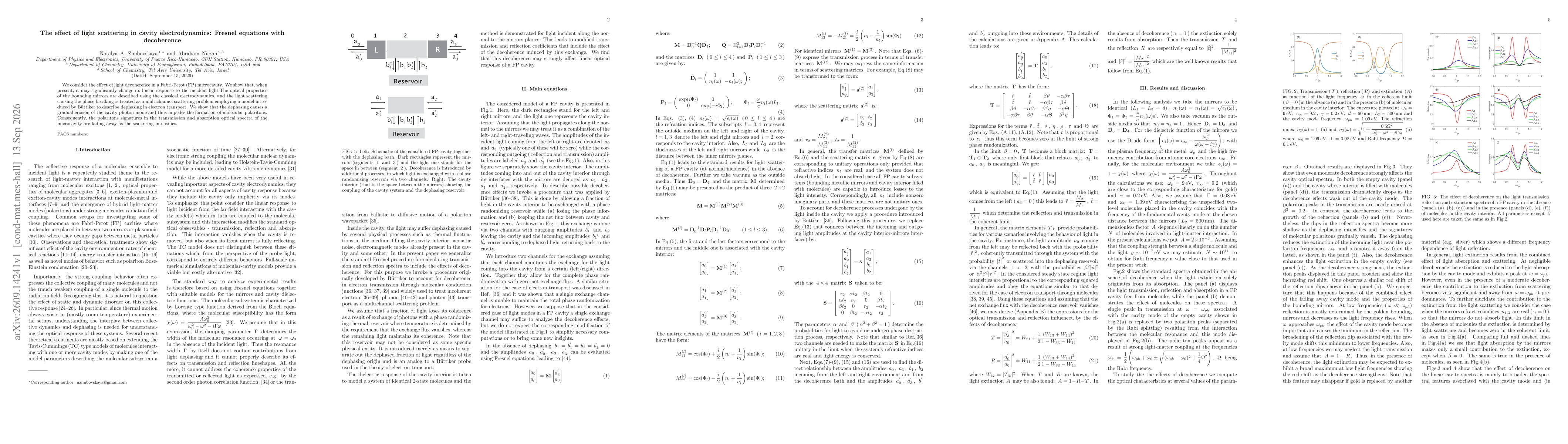 Thumbnail for The effect of light scattering in cavity electrodynamics: Fresnel equations with decoherence