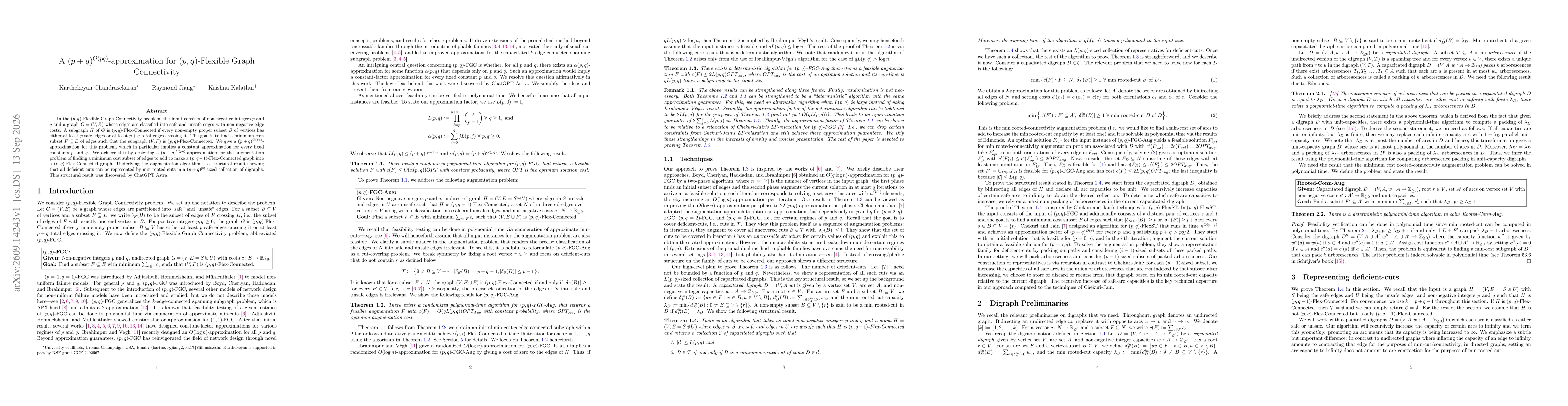 Thumbnail for A $(p+q)^{O(pq)}$-approximation for $(p, q)$-Flexible Graph Connectivity