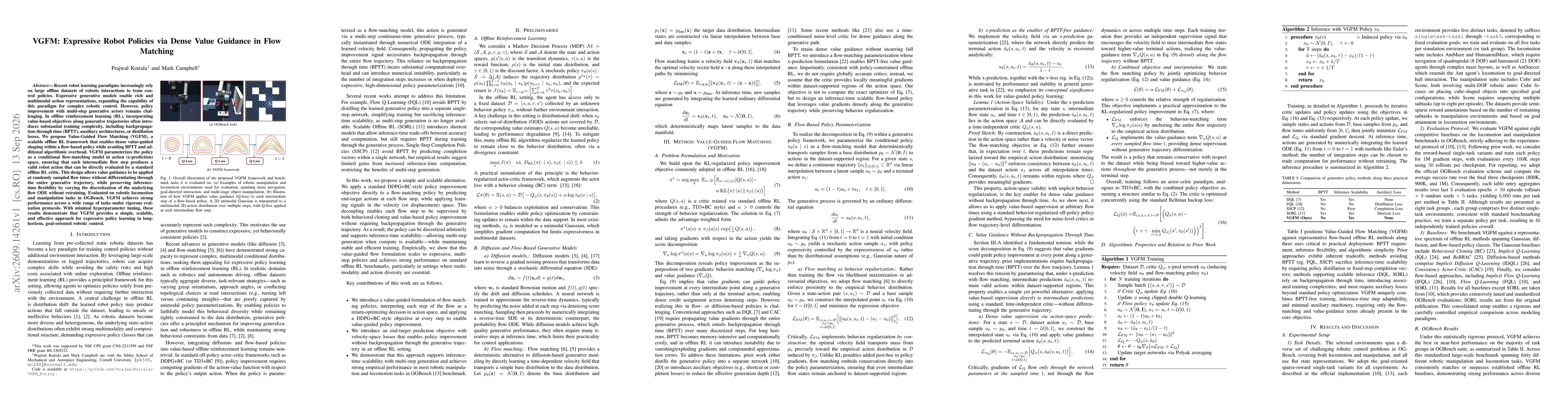 Thumbnail for VGFM: Expressive Robot Policies via Dense Value Guidance in Flow Matching