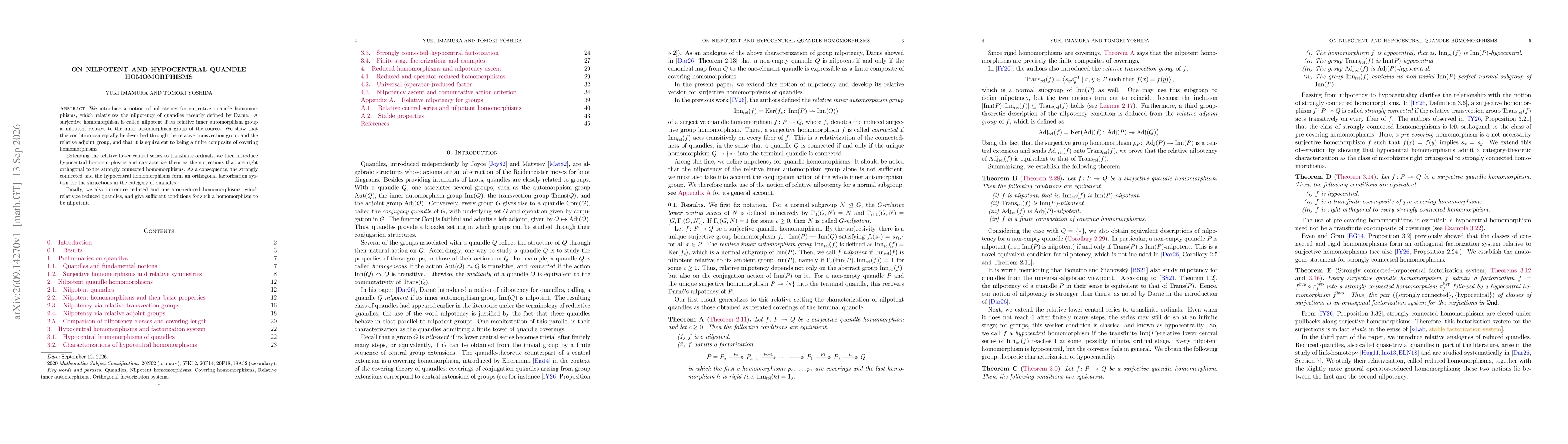 Thumbnail for On Nilpotent and Hypocentral Quandle Homomorphisms