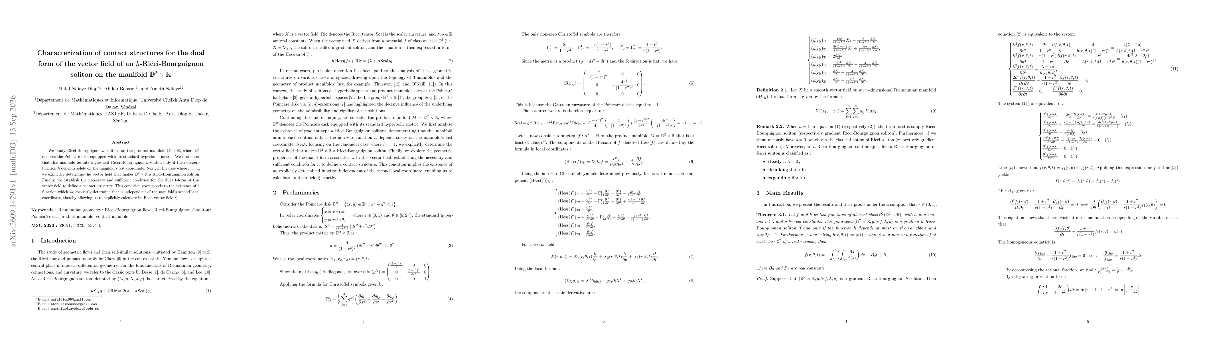 Thumbnail for Characterization of contact structures for the dual form of the vector field of an h-Ricci-Bourguignon soliton on the product manifold D2 and R