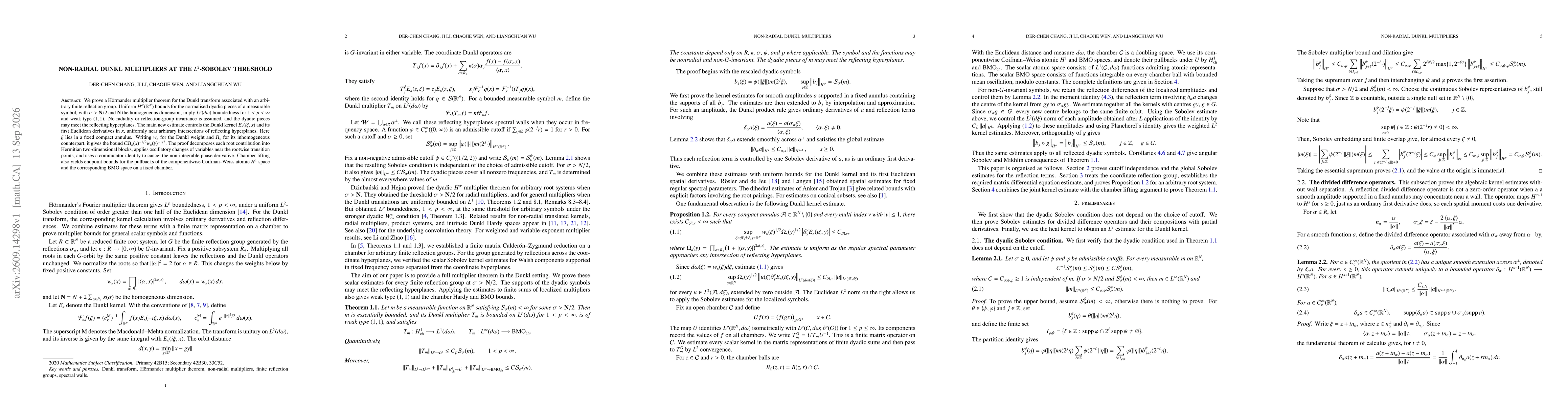 Thumbnail for Non-radial Dunkl multipliers at the $L^2$-Sobolev threshold
