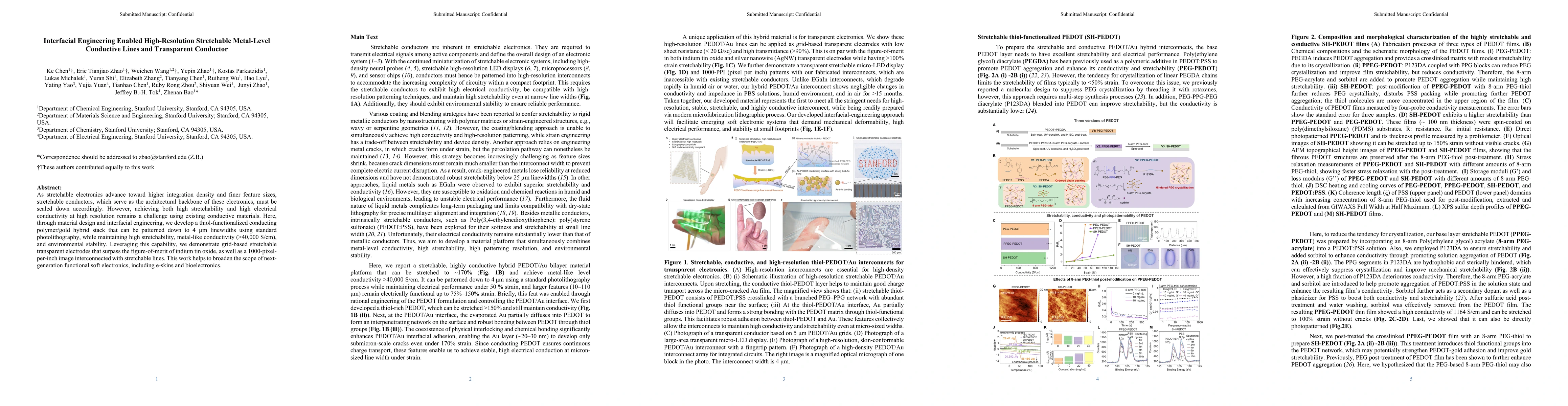 Thumbnail for Interfacial Engineering Enabled High-Resolution Stretchable Metal-Level Conductive Lines and Transparent Conductor