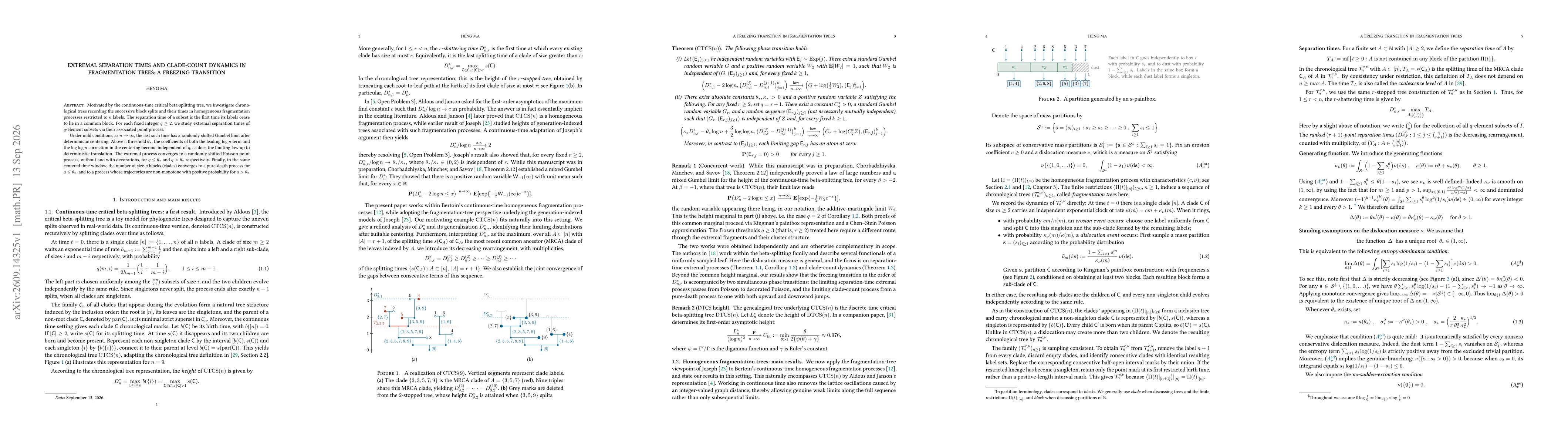 Thumbnail for Extremal separation times and clade-count dynamics in fragmentation trees: a freezing transition