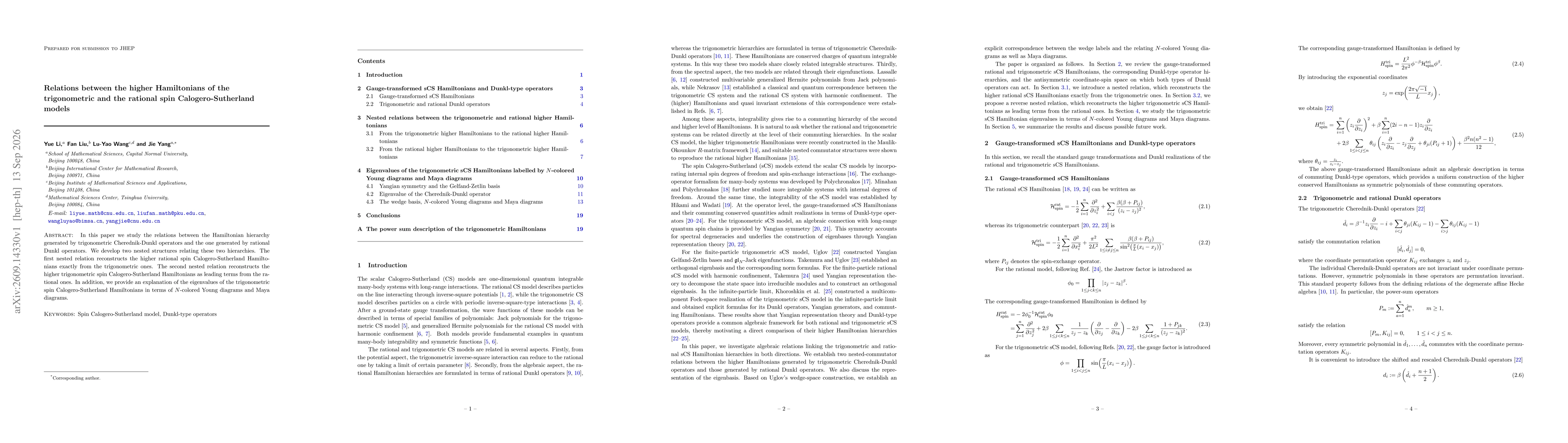 Thumbnail for Relations between the higher Hamiltonians of the trigonometric and the rational spin Calogero-Sutherland models