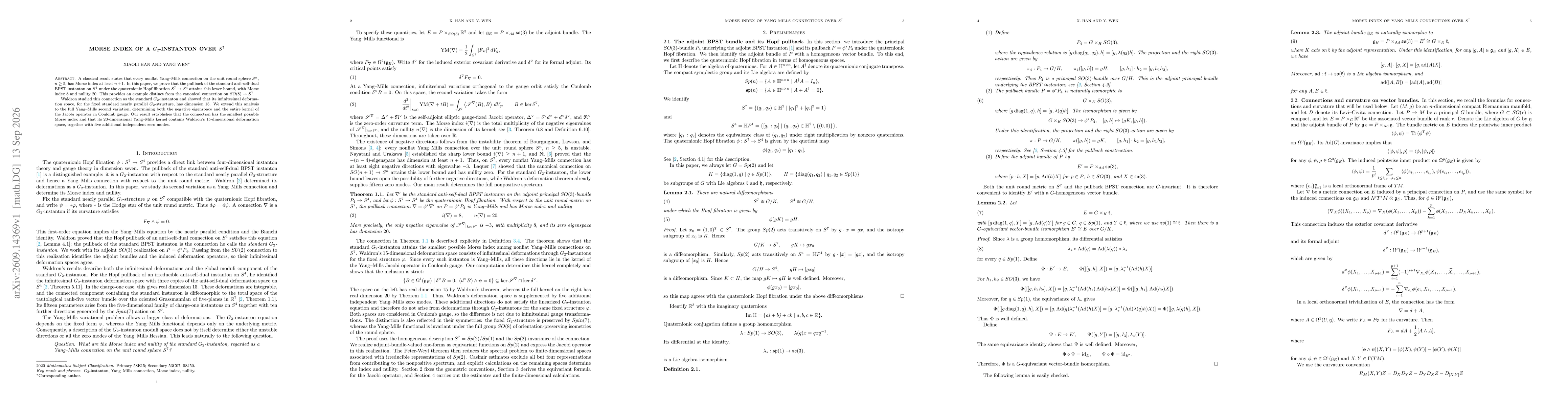 Thumbnail for Morse Index of a $G_2$-Instanton over $S^7$