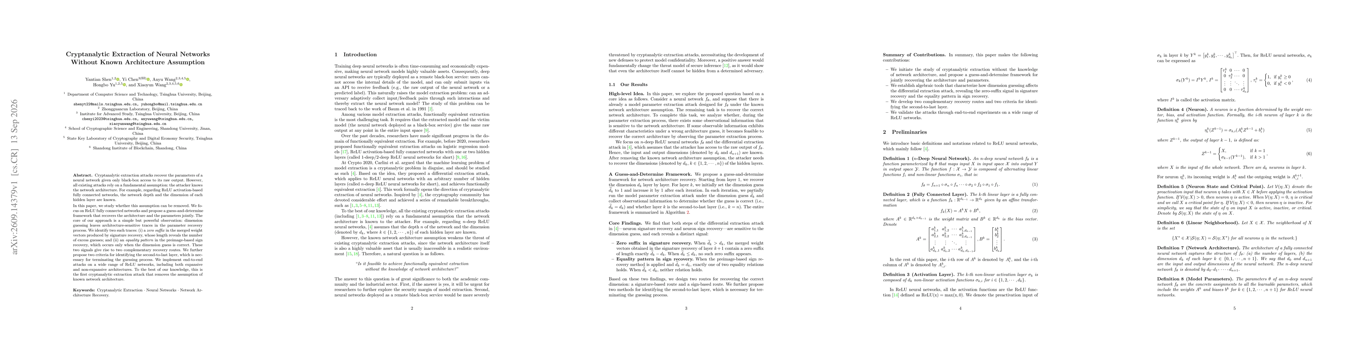 Thumbnail for Cryptanalytic Extraction of Neural Networks Without Known Architecture Assumption