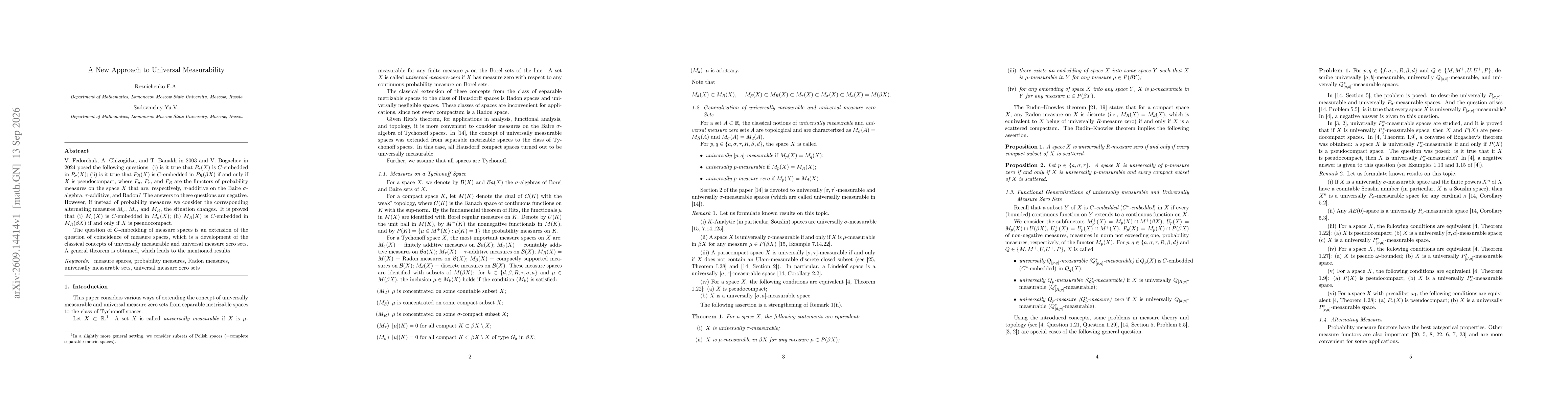 Thumbnail for A New Approach to Universal Measurability