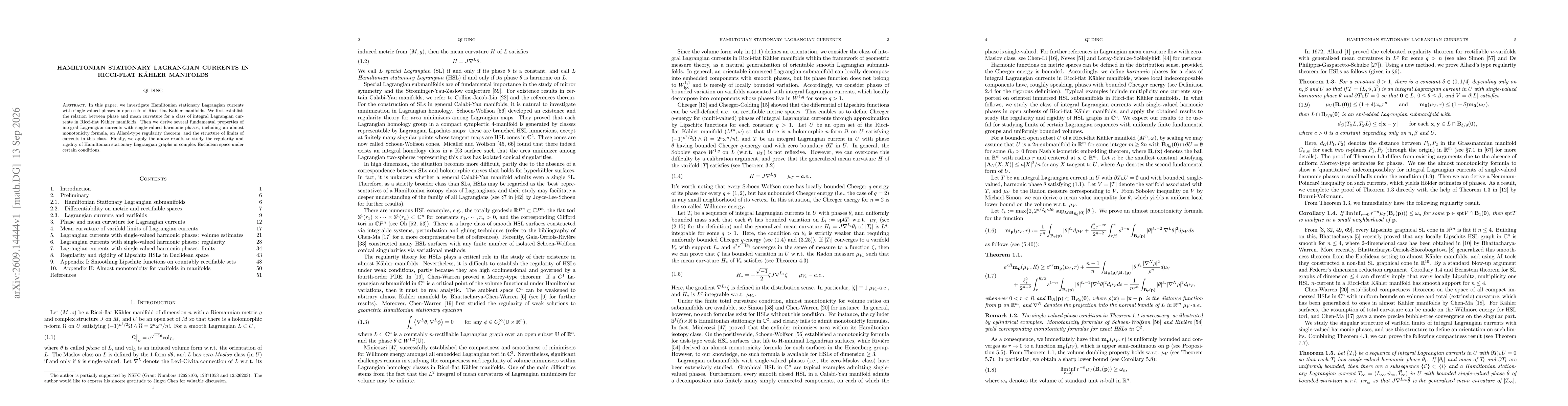 Thumbnail for Hamiltonian stationary Lagrangian currents in Ricci-flat Kähler manifolds