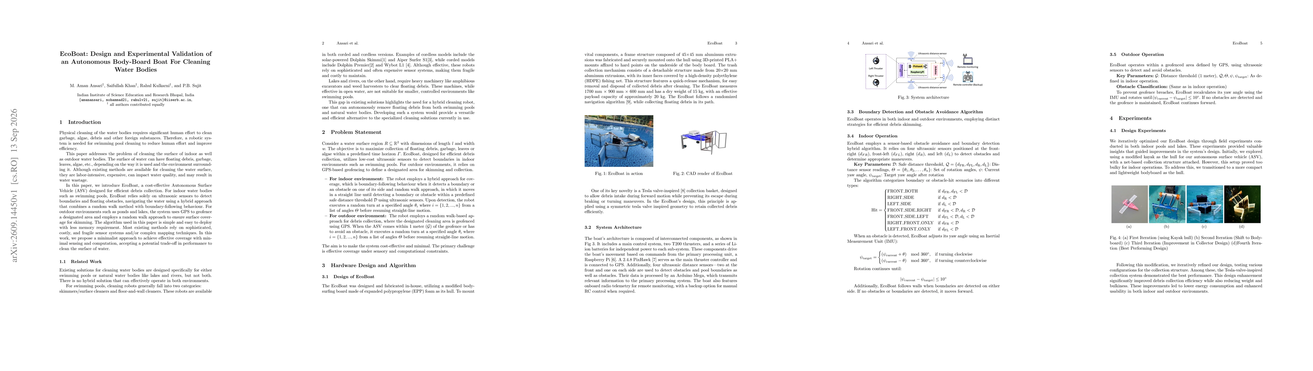 Thumbnail for EcoBoat: Design and Experimental Validation of an Autonomous Body-Board Boat For Cleaning Water Bodies