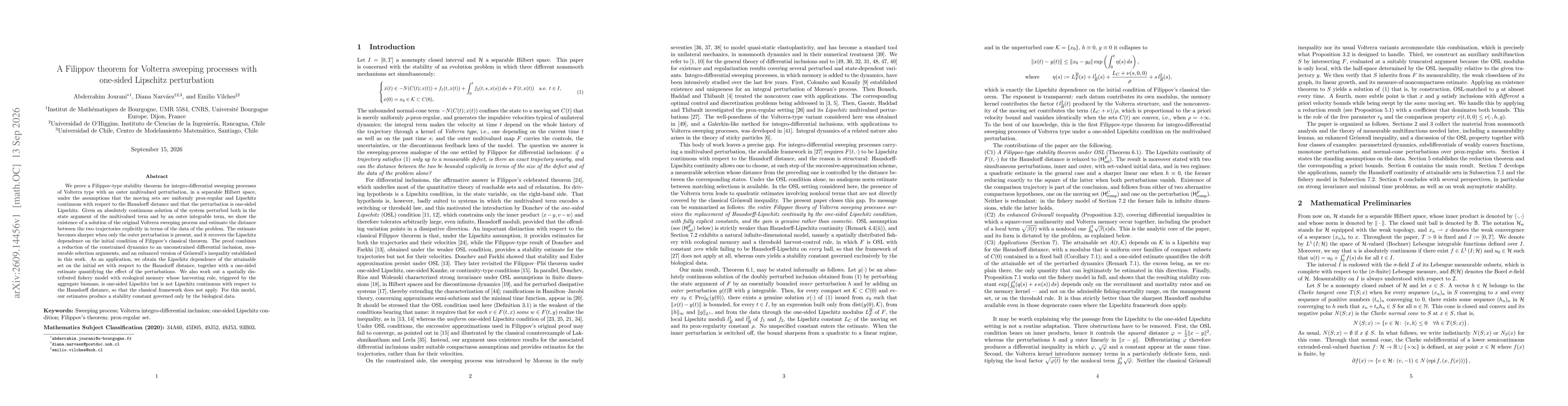 Thumbnail for A Filippov theorem for Volterra sweeping processes with one-sided Lipschitz perturbation