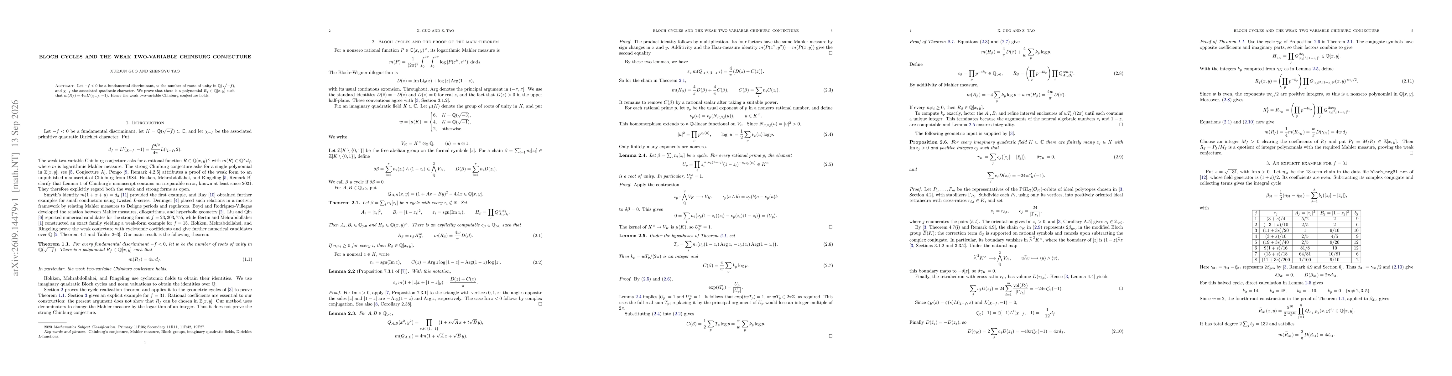 Thumbnail for Bloch cycles and the weak two-variable Chinburg conjecture