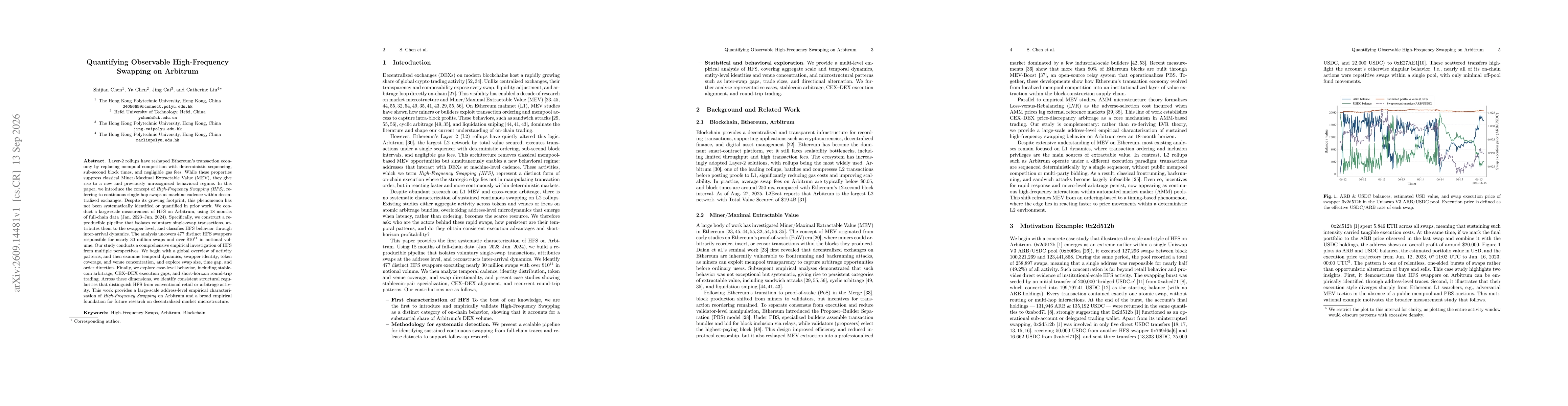 Thumbnail for Quantifying Observable High-Frequency Swapping on Arbitrum