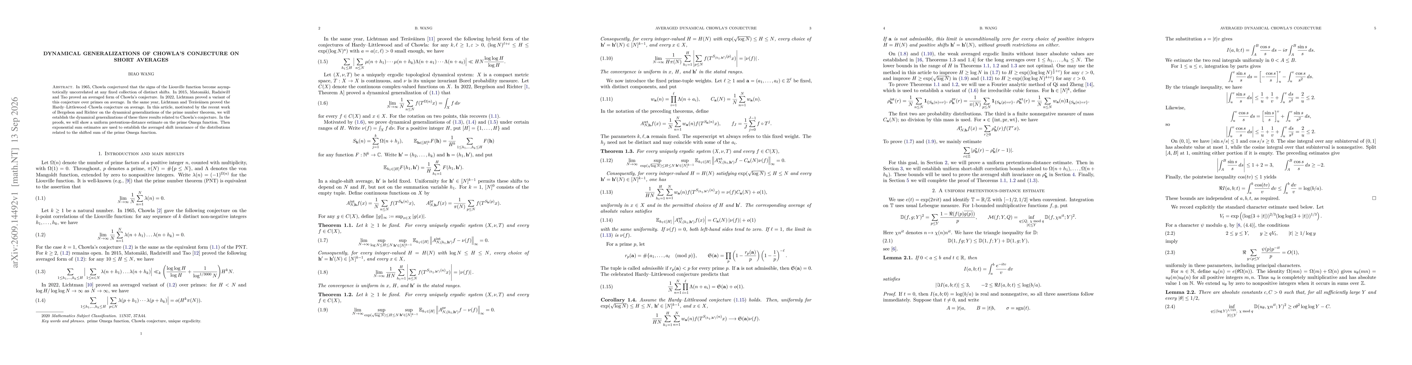 Thumbnail for Dynamical generalizations of Chowla's conjecture on short averages