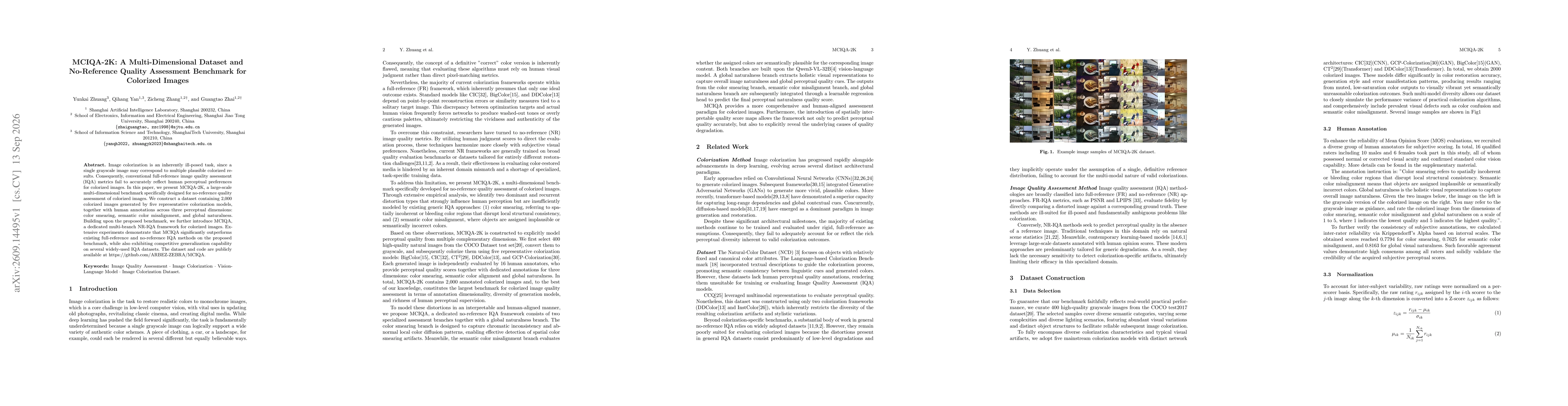 Thumbnail for MCIQA-2K: A Multi-Dimensional Dataset and No-Reference Quality Assessment Benchmark for Colorized Images