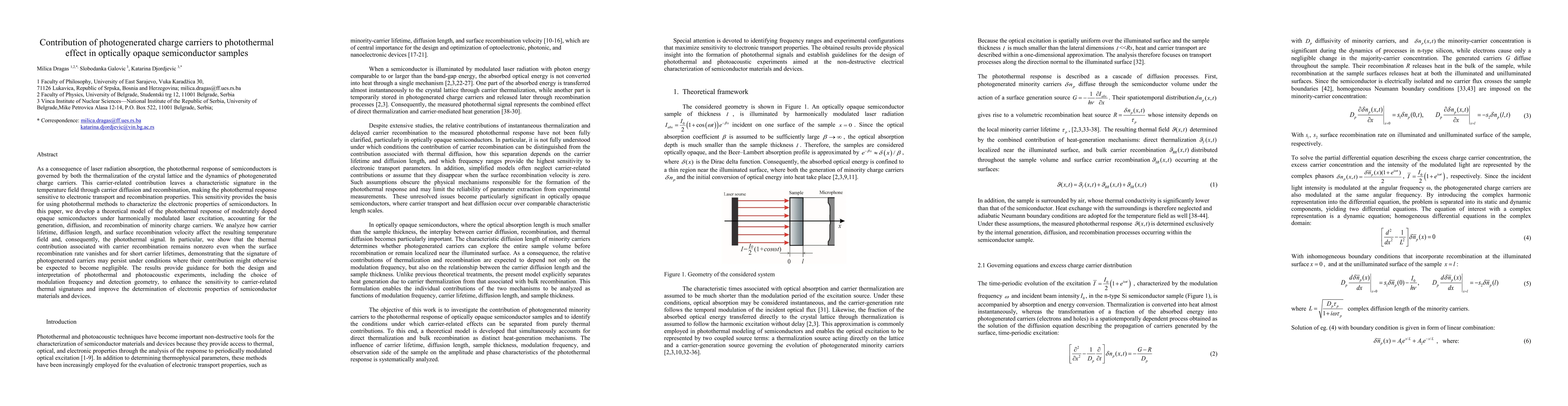 Thumbnail for Contribution of photogenerated charge carriers to photothermal effect in optically opaque semiconductor samples