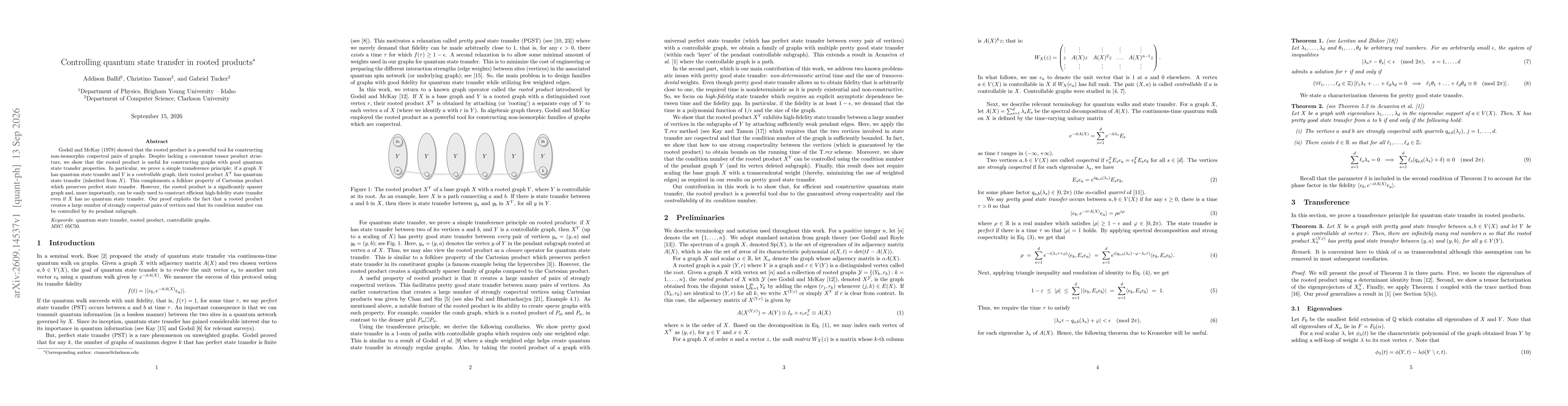 Thumbnail for Controlling quantum state transfer in rooted products