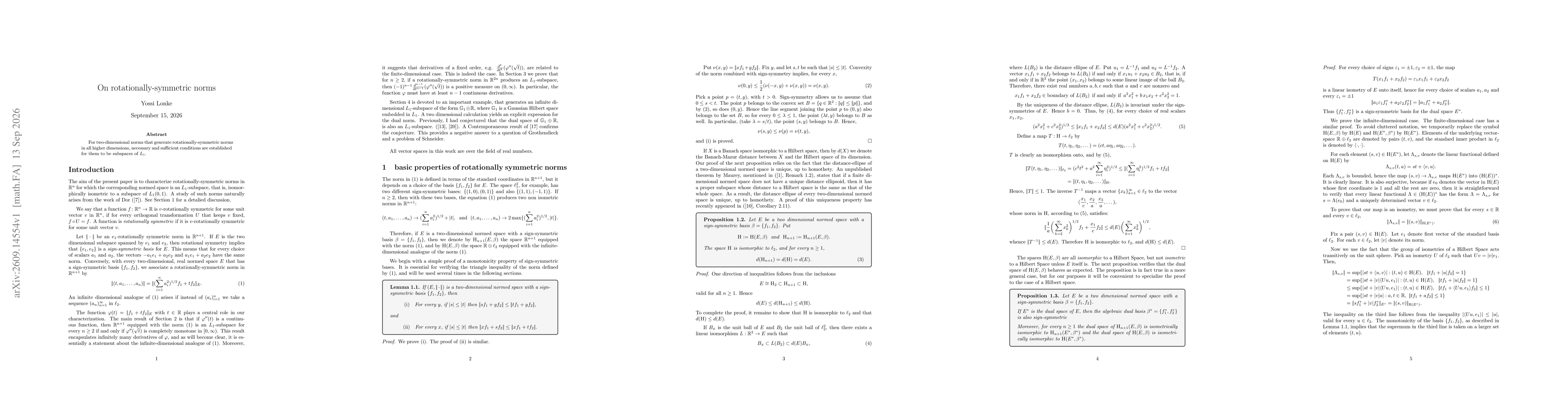 Thumbnail for On Rotationally Symmetric Norms