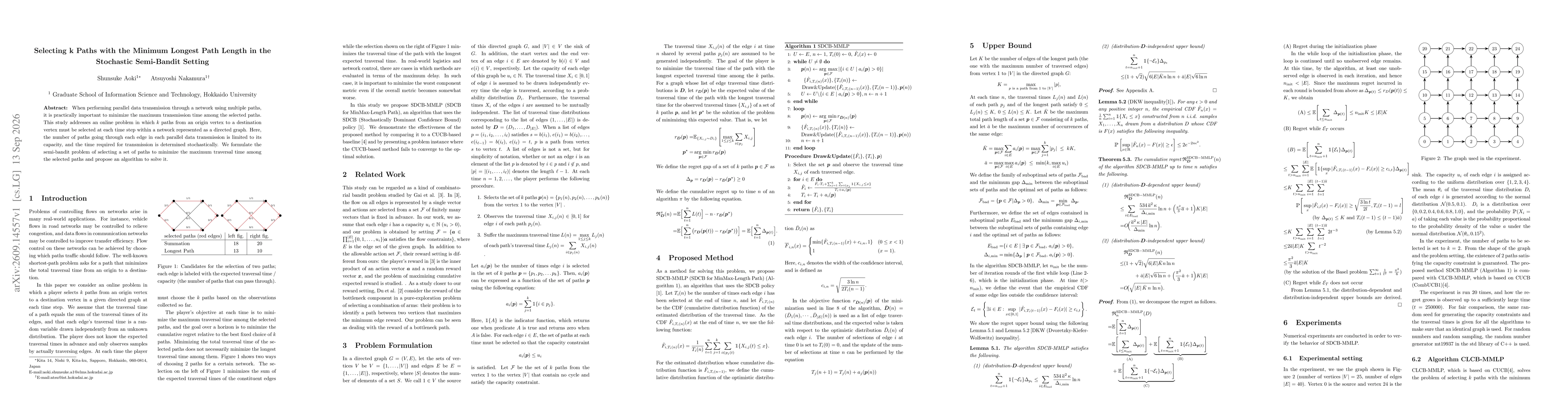 Thumbnail for Selecting k Paths with the Minimum Longest Path Length in the Stochastic Semi-Bandit Setting