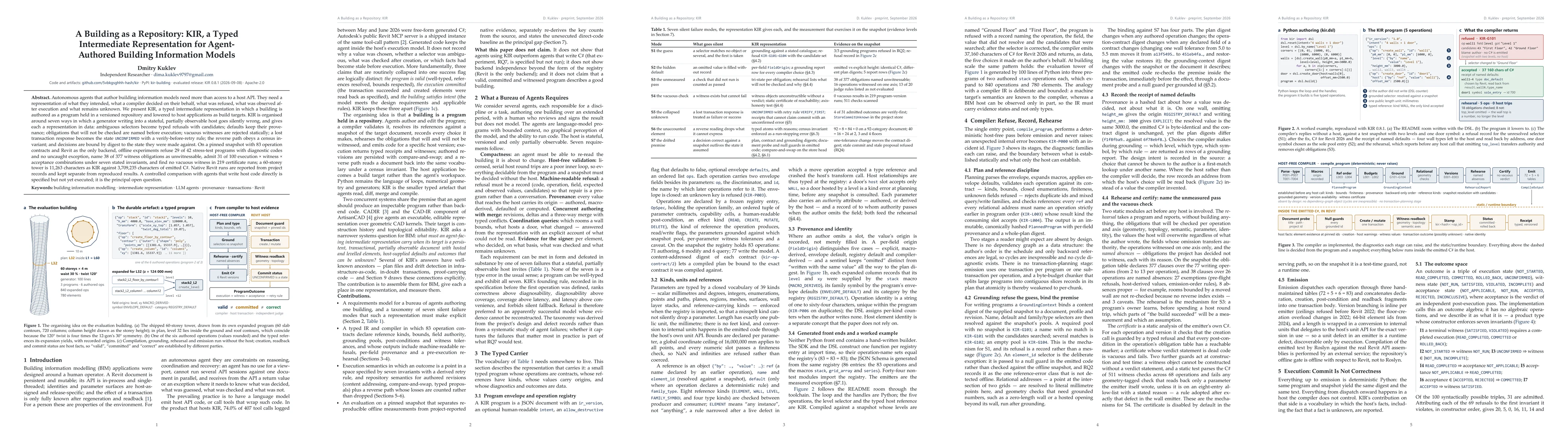 Thumbnail for A Building as a Repository: KIR, a Typed Intermediate Representation for Agent-Authored Building Information Models