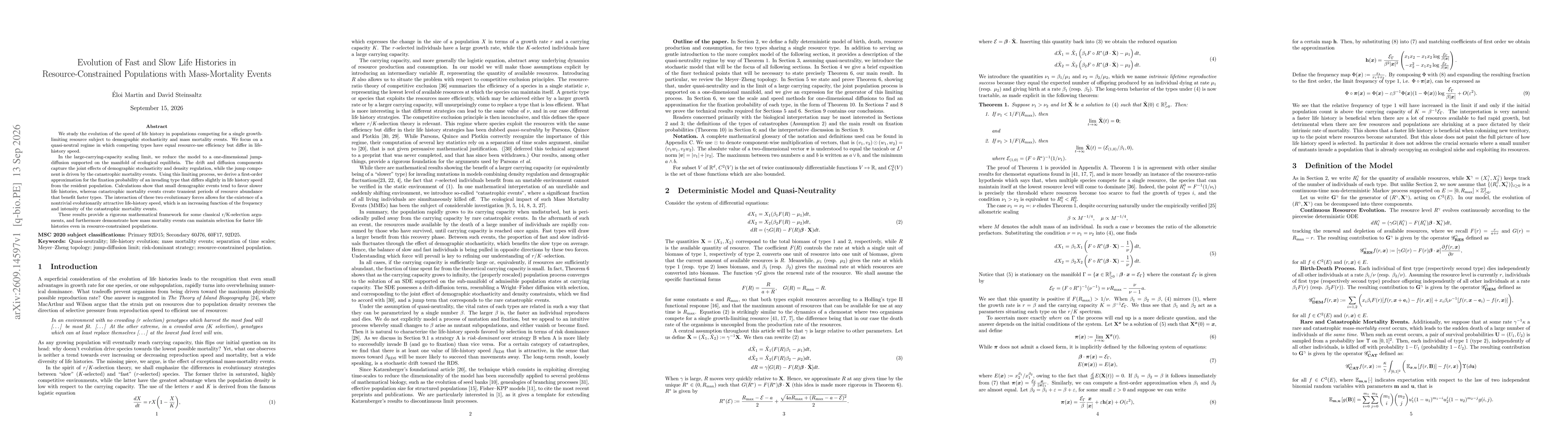 Thumbnail for Evolution of Fast and Slow Life Histories in Resource-Constrained Populations with Mass-Mortality Events