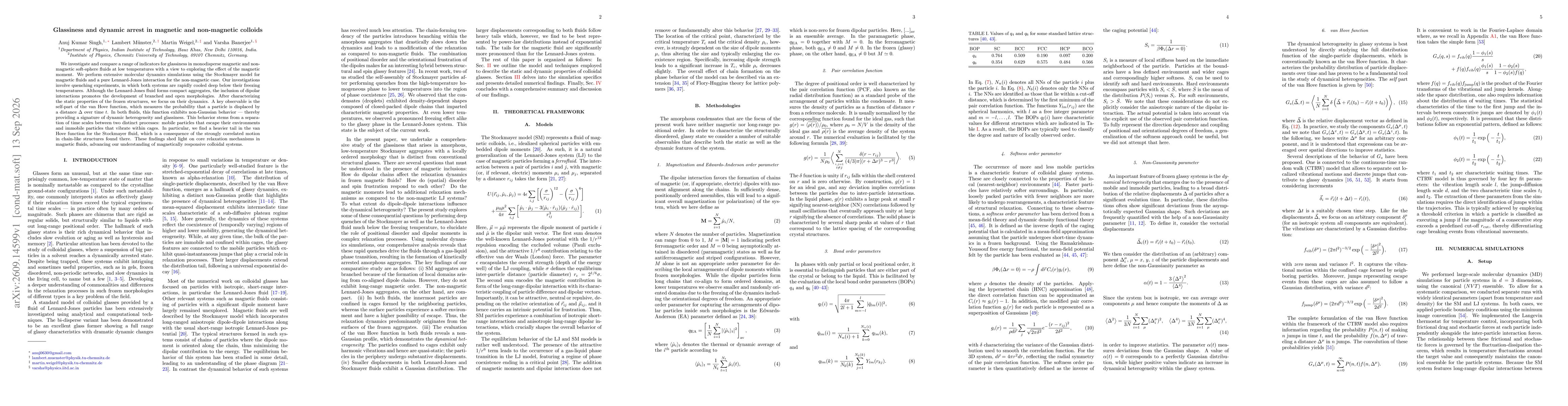 Thumbnail for Glassiness and dynamic arrest in magnetic and non-magnetic colloids