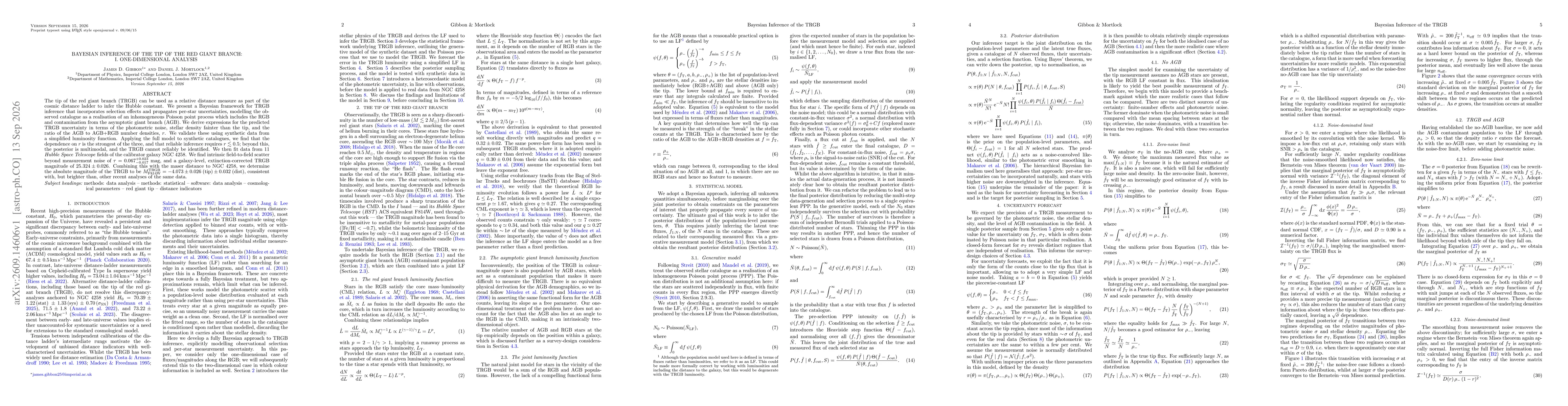 Thumbnail for Bayesian Inference of the Tip of the Red Giant Branch: I. One-Dimensional Analysis