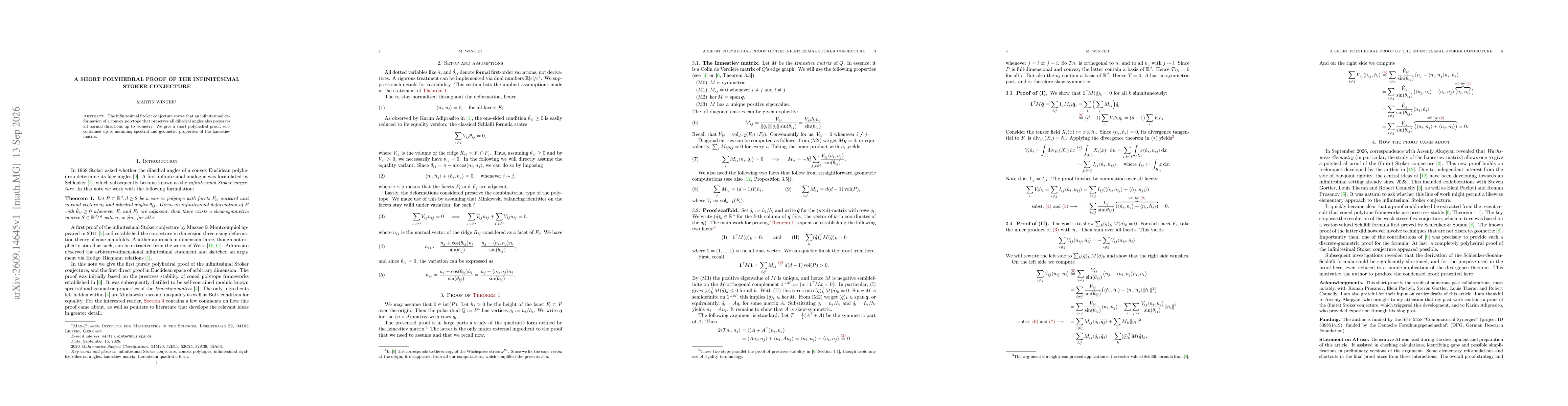 Thumbnail for A short polyhedral proof of the infinitesimal Stoker conjecture