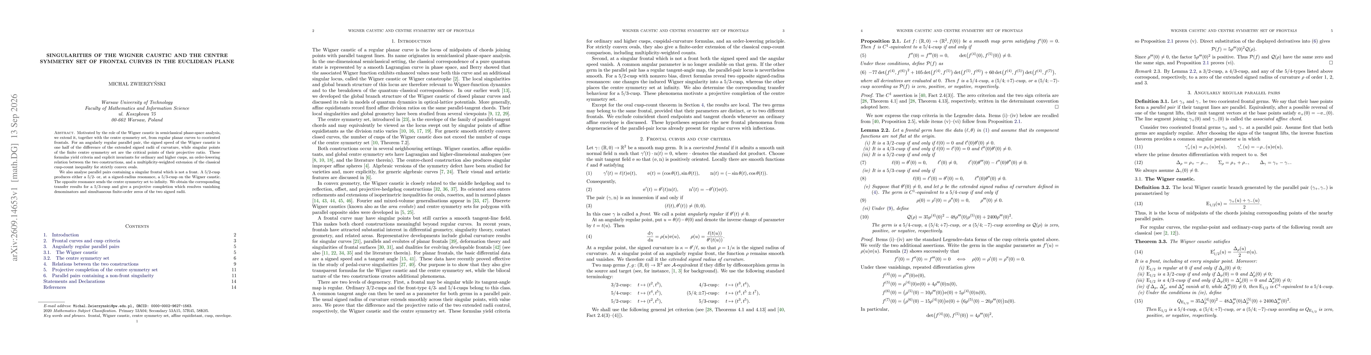 Thumbnail for Singularities of the Wigner Caustic and the Centre Symmetry Set of Frontal Curves in the Euclidean Plane