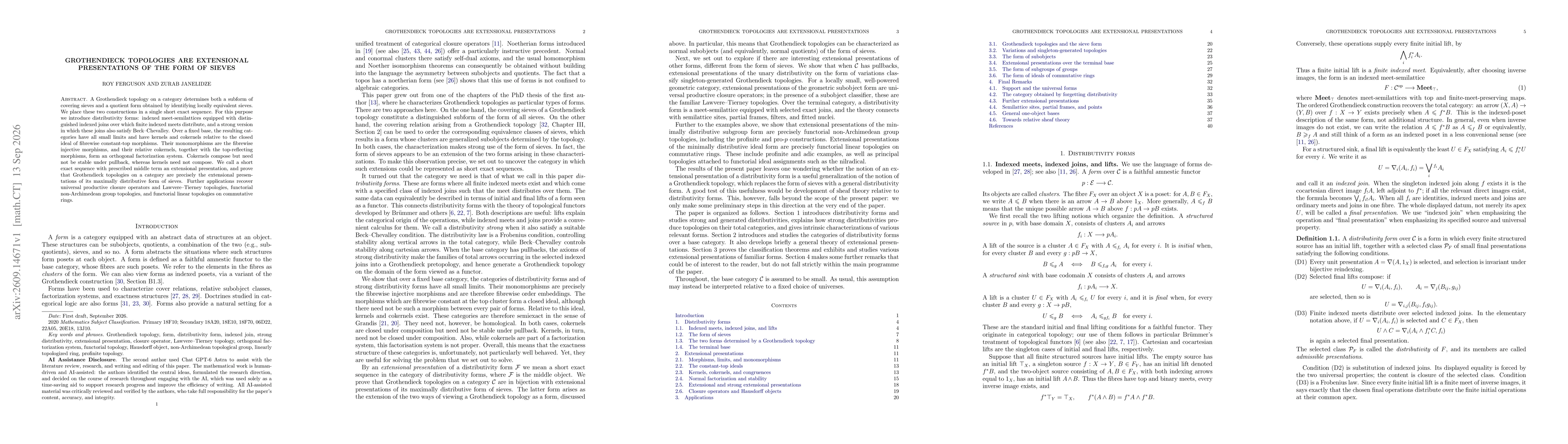 Thumbnail for Grothendieck Topologies Are Extensional Presentations of the Form of Sieves