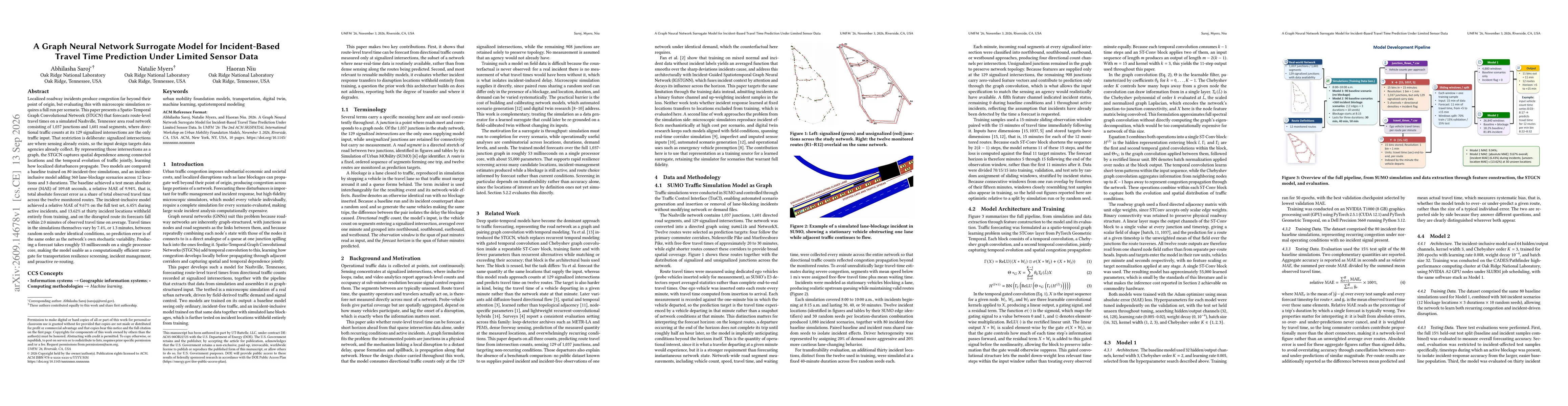 Thumbnail for A Graph Neural Network Surrogate Model for Incident-Based Travel Time Prediction Under Limited Sensor Data