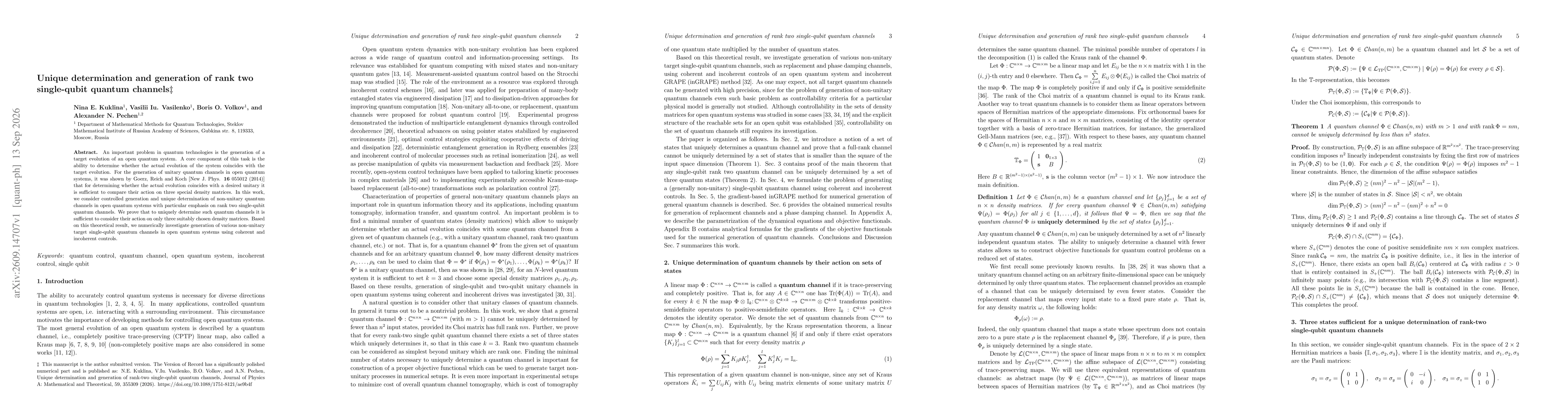 Thumbnail for Unique determination and generation of rank two single-qubit quantum channels