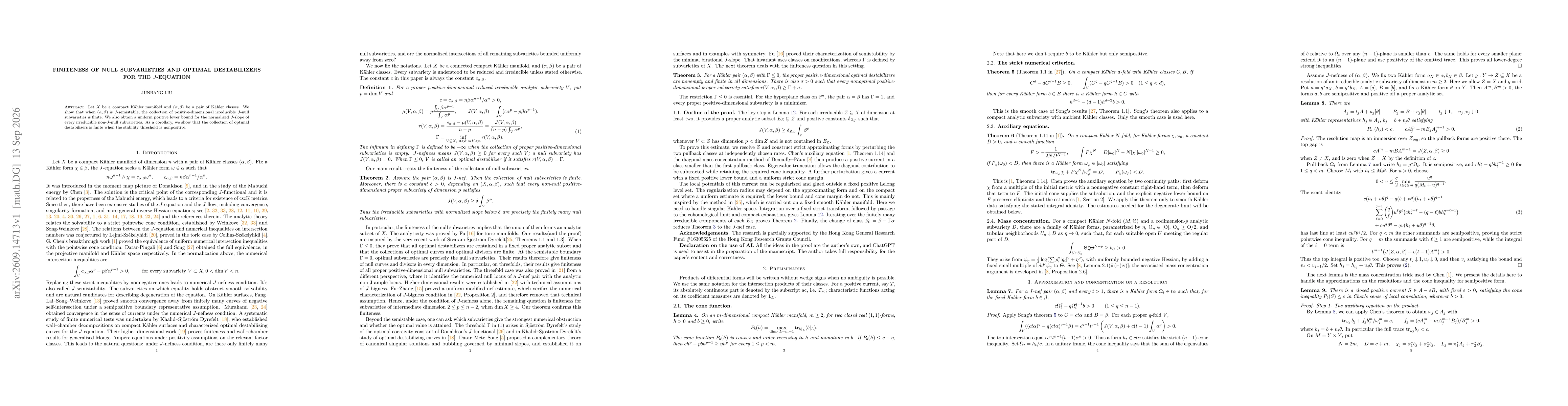 Thumbnail for Finiteness of null subvarieties and optimal destabilizers for the J-equation