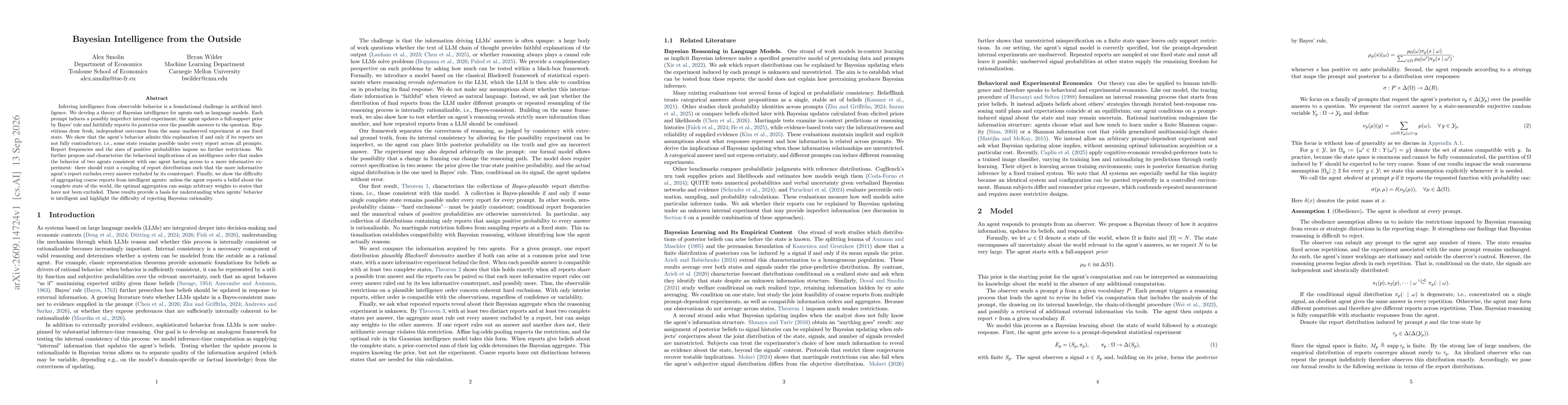 Thumbnail for Bayesian Intelligence from the Outside