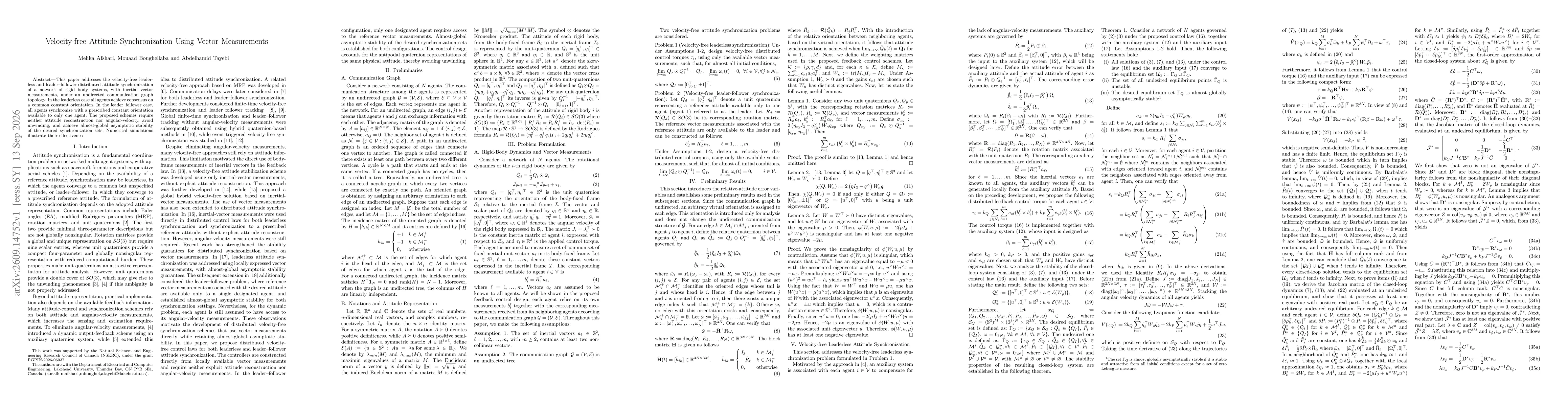 Thumbnail for Velocity-free Attitude Synchronization Using Vector Measurements