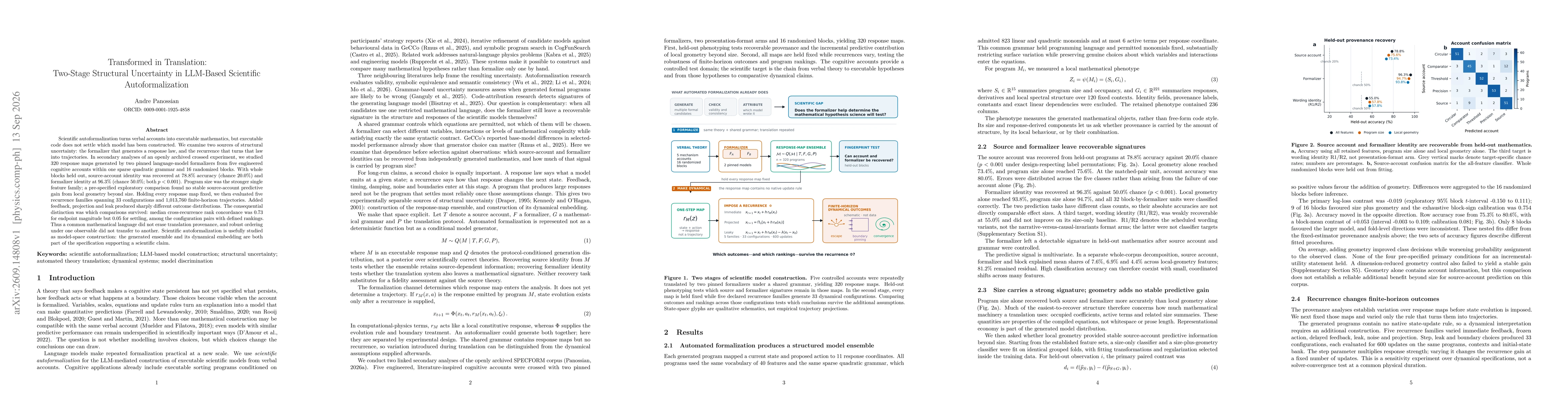 Thumbnail for Transformed in Translation: Two-Stage Structural Uncertainty in LLM-Based Scientific Autoformalization