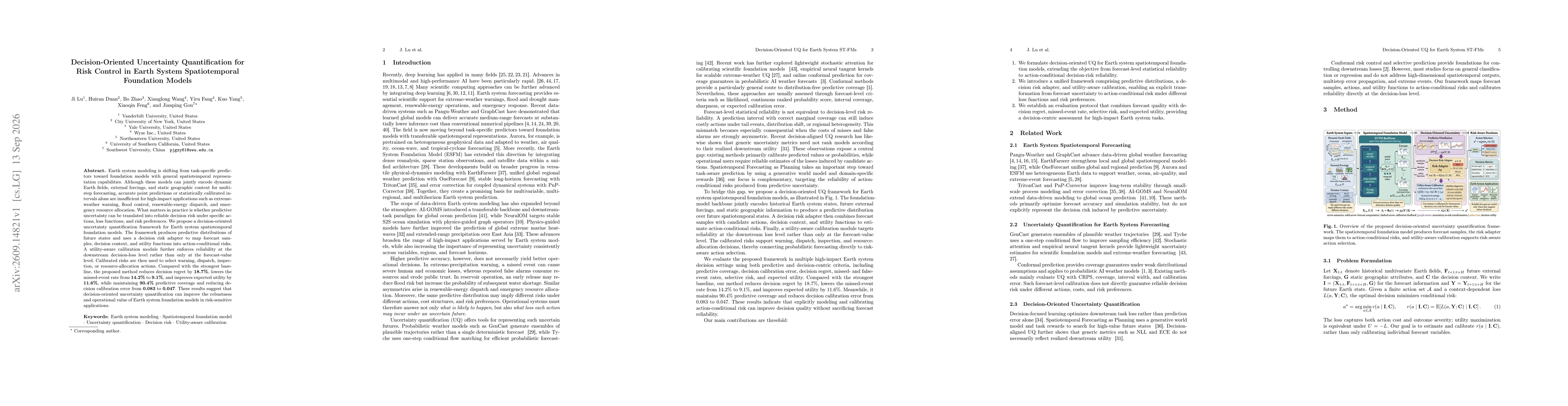 Thumbnail for Decision-Oriented Uncertainty Quantification for Risk Control in Earth System Spatiotemporal Foundation Models