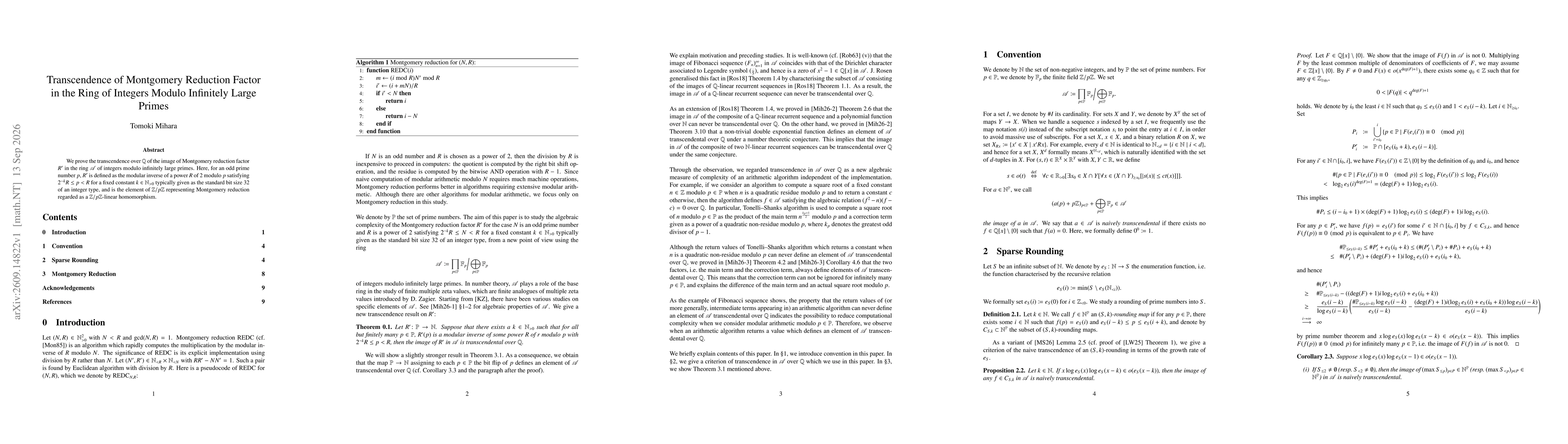Thumbnail for Transcendence of Montgomery Reduction Factor in the Ring of Integers Modulo Infinitely Large Primes