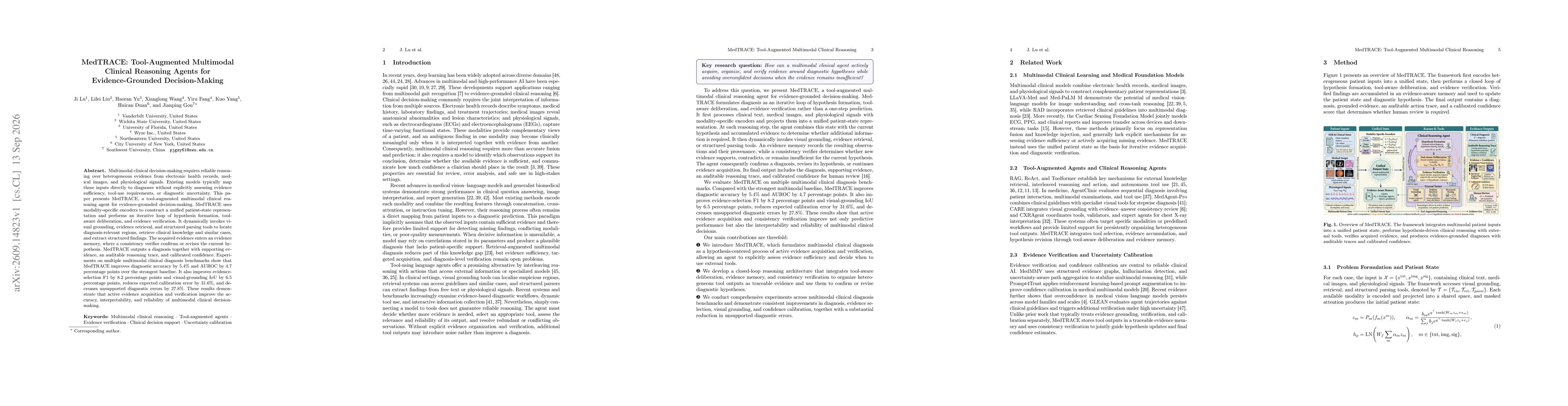 Thumbnail for MedTRACE: Tool-Augmented Multimodal Clinical Reasoning Agents for Evidence-Grounded Decision-Making