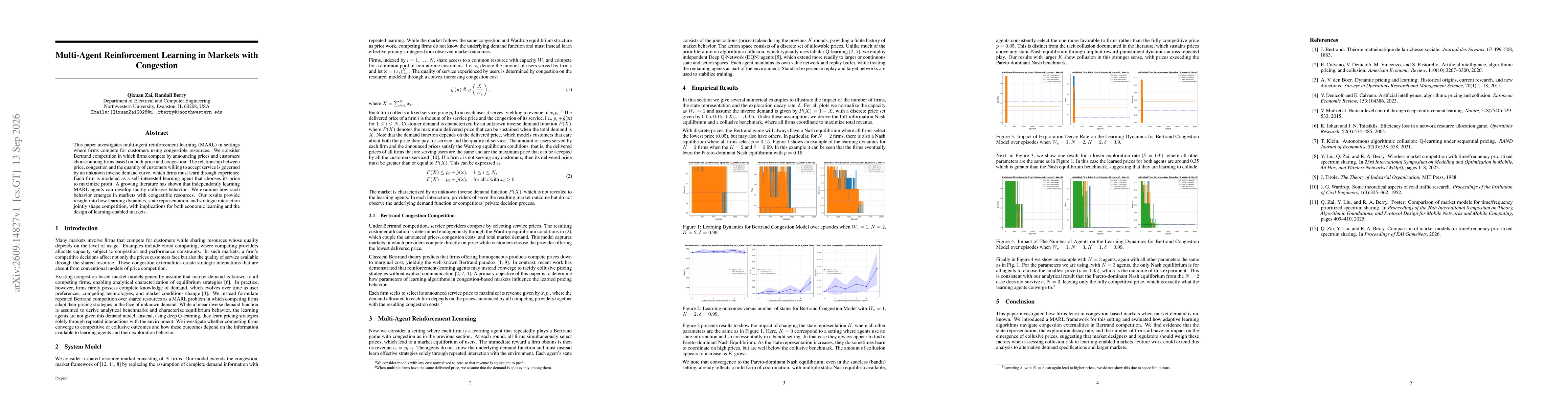 Thumbnail for Multi-Agent Reinforcement Learning in Markets with Congestion
