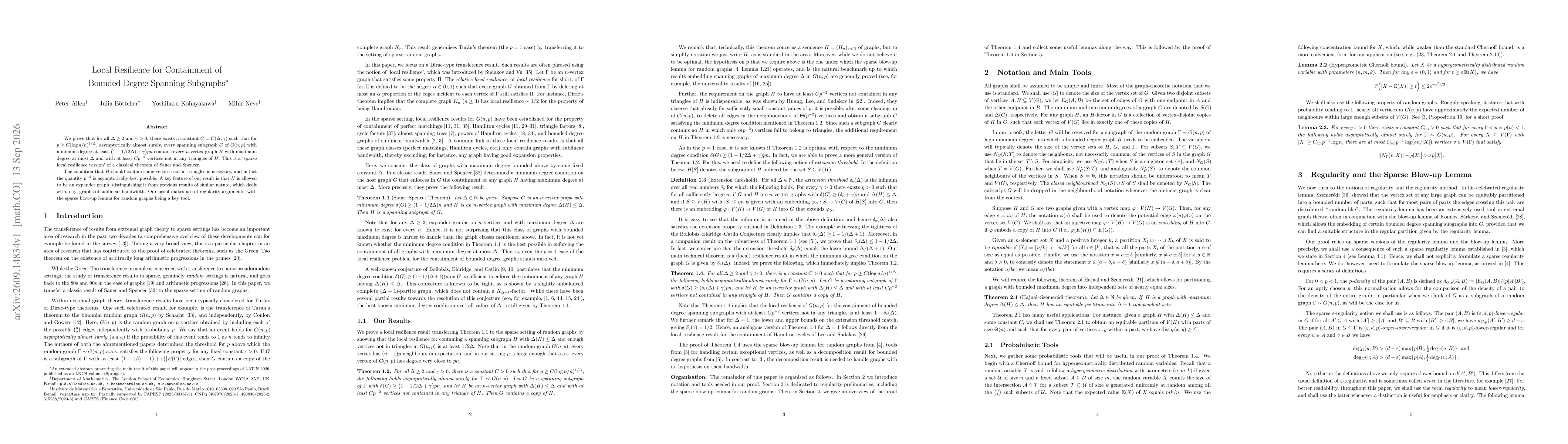 Thumbnail for Local Resilience for Containment of Bounded Degree Spanning Subgraphs