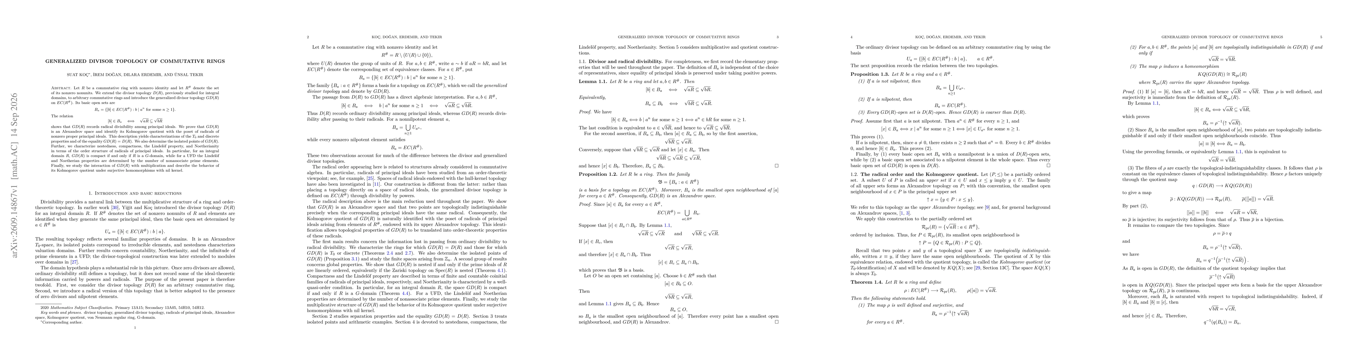 Thumbnail for Generalized divisor topology of commutative rings