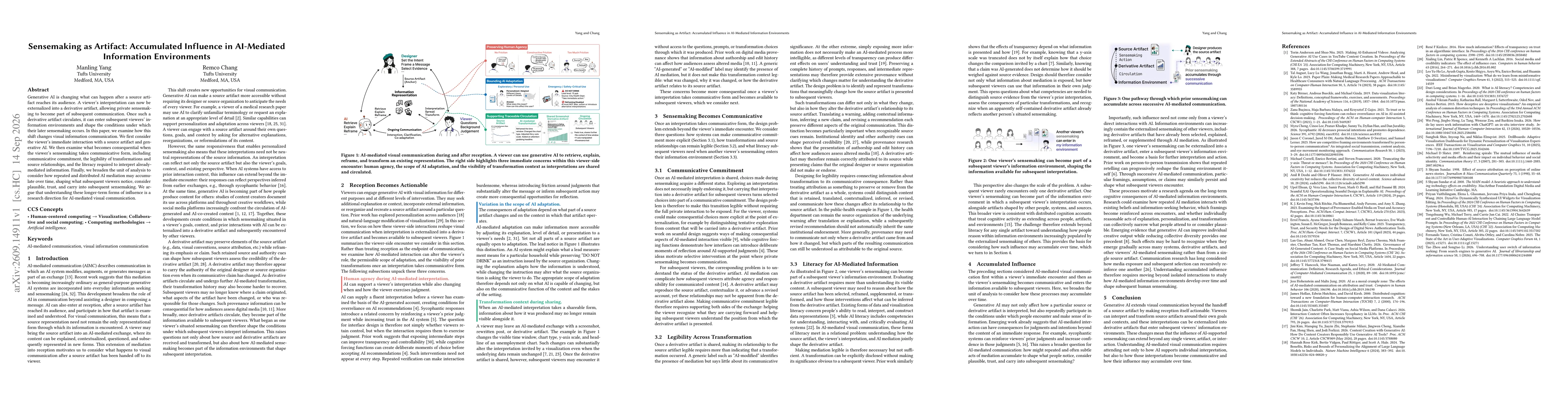 Thumbnail for Sensemaking as Artifact: Accumulated Influence in AI-Mediated Information Environments