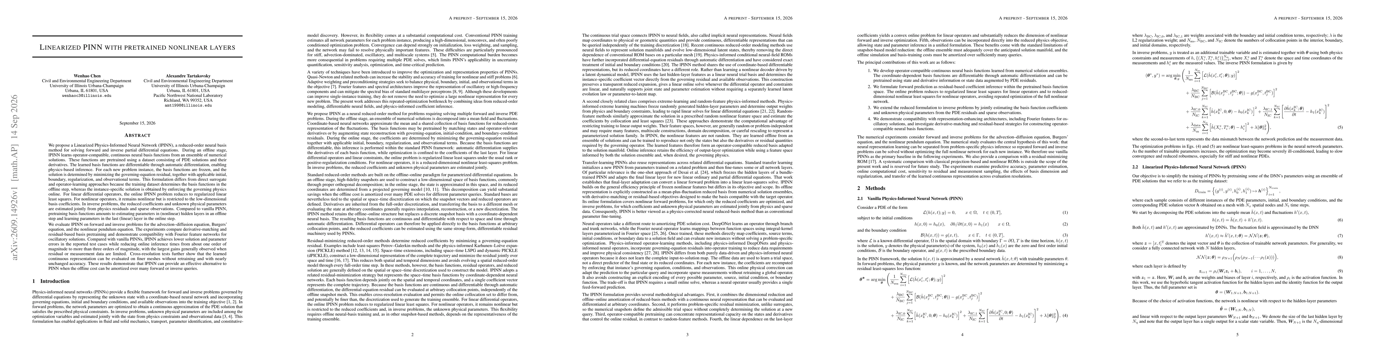 Thumbnail for Linearized PINN with pretrained nonlinear layers
