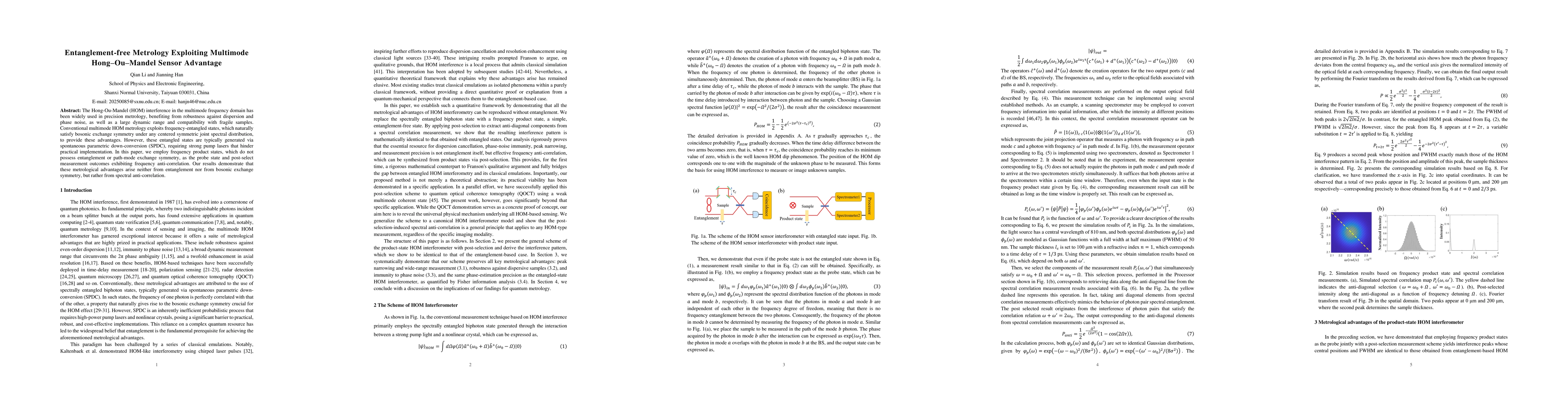 Thumbnail for Entanglement free Metrology Exploiting Multimode Hong Ou Mandel Sensor Advantage
