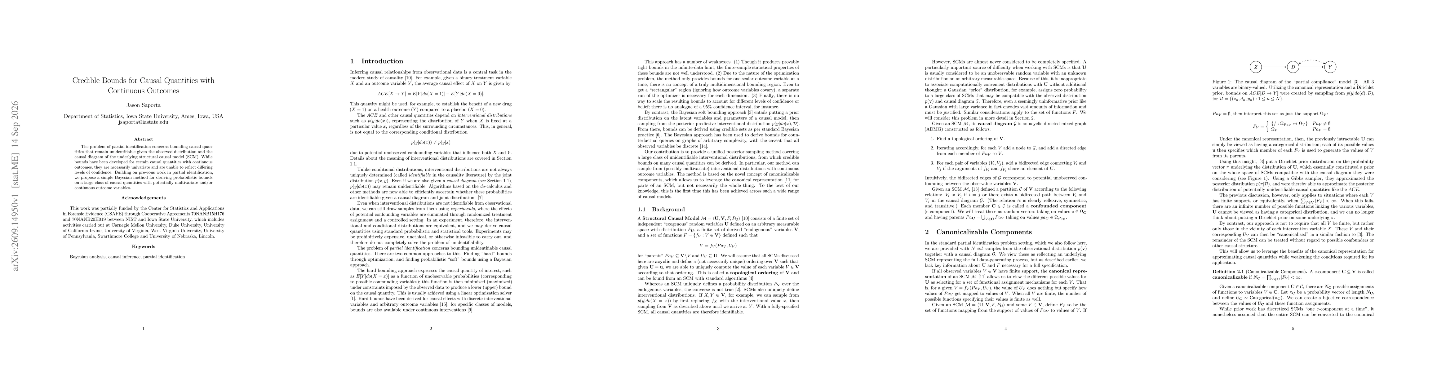 Thumbnail for Credible Bounds for Causal Quantities with Continuous Outcomes