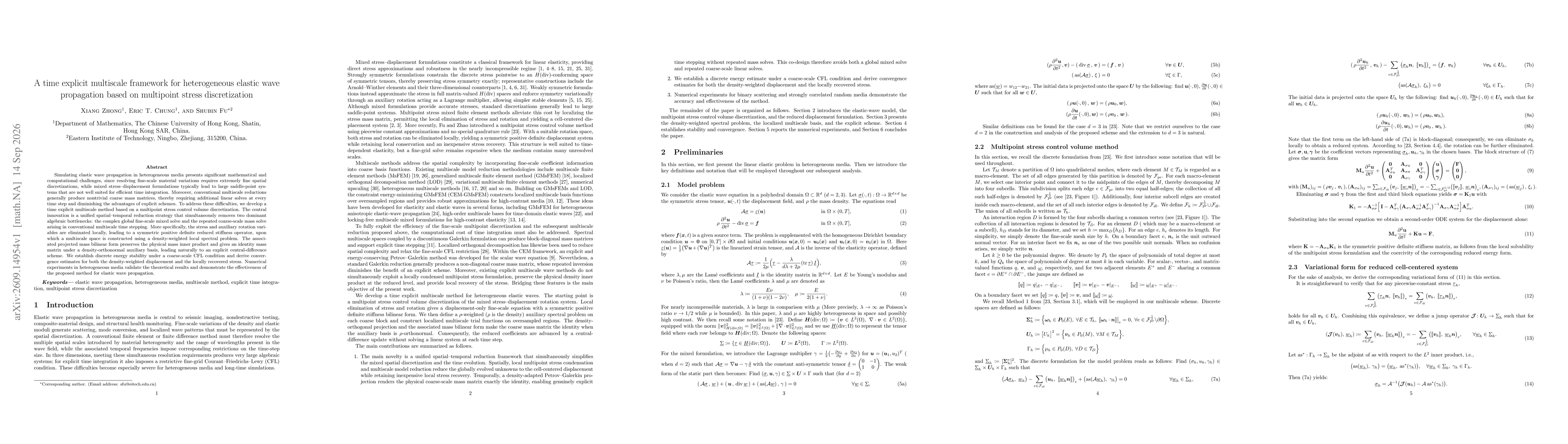 Thumbnail for A time explicit multiscale framework for heterogeneous elastic wave propagation based on multipoint stress discretization