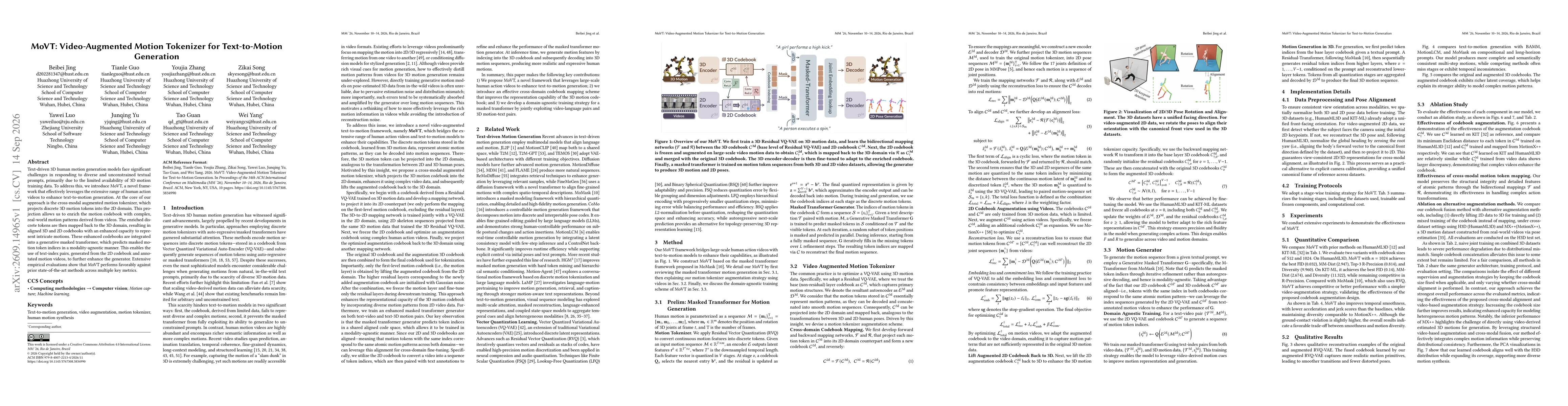 Thumbnail for MoVT: Video-Augmented Motion Tokenizer for Text-to-Motion Generation