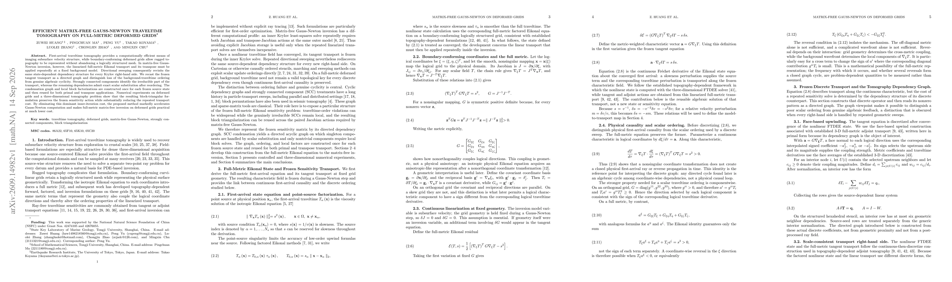 Thumbnail for efficient matrix-free gauss-newton traveltime tomography on full-metric deformed grids
