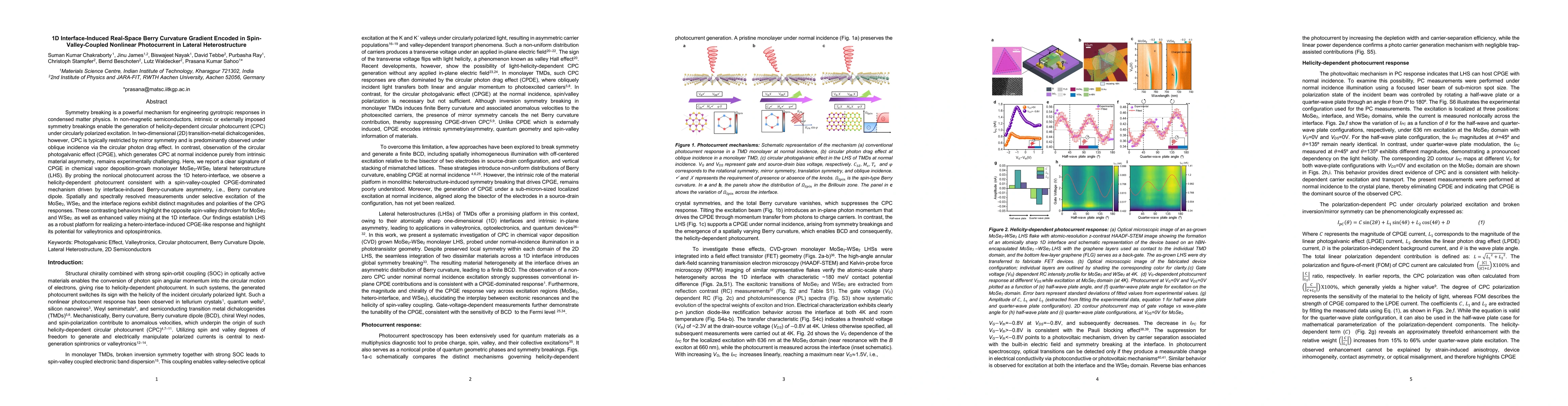 Thumbnail for 1D Interface-Induced Real-Space Berry Curvature Gradient Encoded in SpinValley-Coupled Nonlinear Photocurrent in Lateral Heterostructure